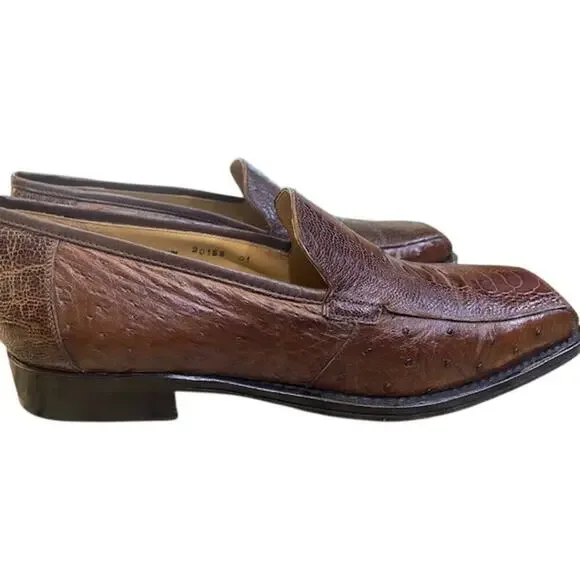 Mezlan Platinum Brown Ostrich Oxford Shoes Size 9M